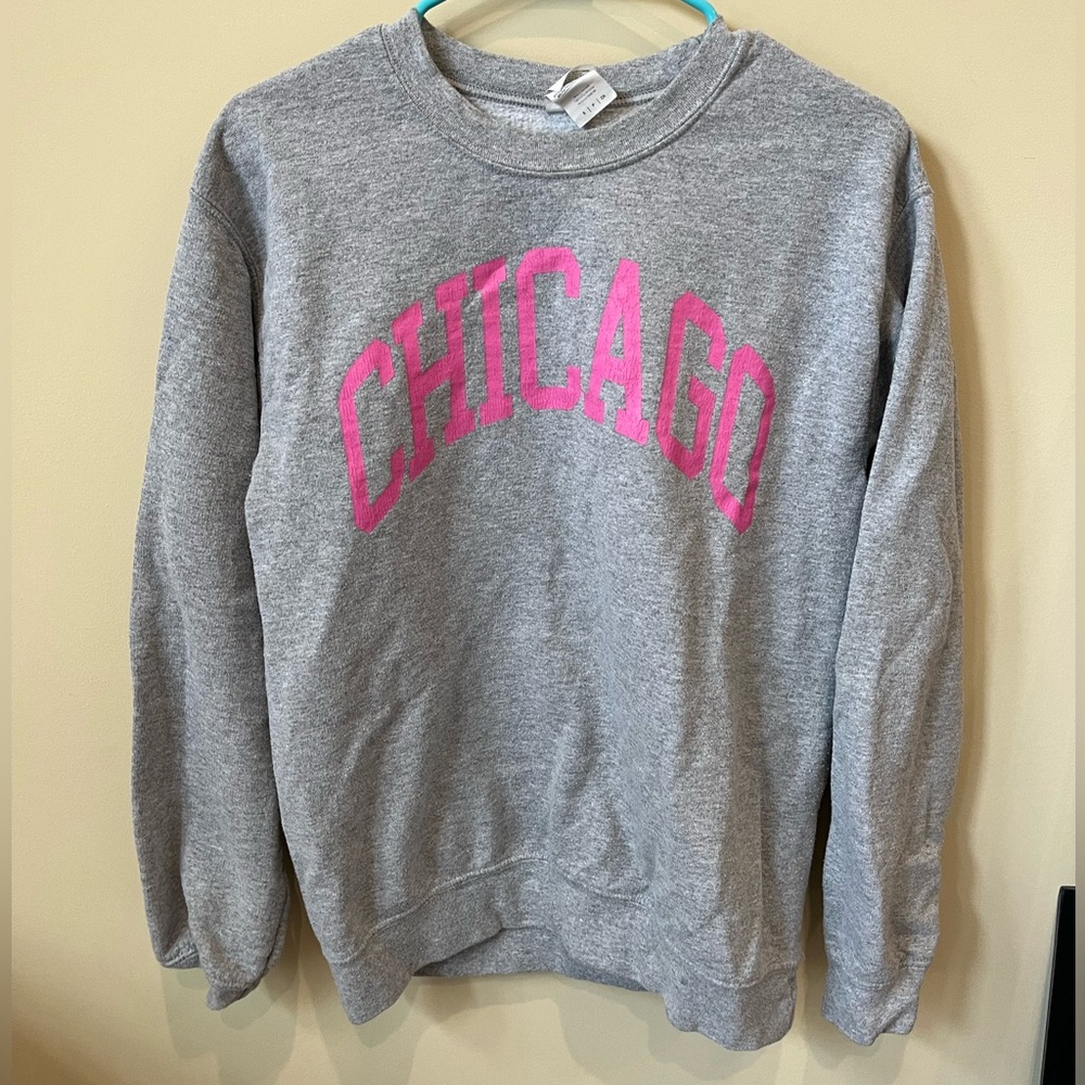 Gray and Pink Chicago Women's Sweater